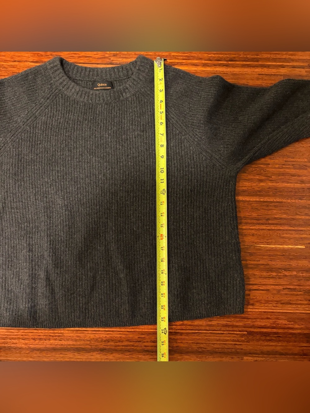 Quince Charcoal Grey 100% Mongolian Cashmere Fisherman Rib Crewneck Sweater XL - Picture 6 of 7